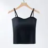 Item popular de comércio exterior transfronteiriço: Camisole feminina sem costura de seda gelada com bojo embutido, roupa íntima fina de cor sólida para o verão, linda nas costas