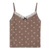 Estilo francês pequeno floral de seda de gelo camisola laço novo estilo verão spice girl outfit sem mangas bottoming top na moda