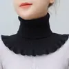 Bufanda de Punto para Mujer Transfronteriza Calentador de Cuello de Lana Cuello Falso Protector de Cuello Envoltura para el Cuello Chal Pequeño Calentador para Suéter Otoño e Invierno