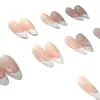 24 piezas de uñas postizas hechas a mano estilo francés con borde blanco simple, puntas de uñas en forma de almendra, producto popular transfronterizo, puntas de uñas postizas al por mayor