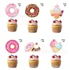 Decoración de Fiesta Temática de Donas para Nuevo Producto Transfronterizo Bandera de Cumpleaños Infantil Adorno para Pastel Colgante Espiral Juego