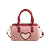 Bolso de mano de felpa de lana de cordero estilo coreano para mujer, bolso de otoño e invierno de gran capacidad, bolso Boston de hombro, bolso cruzado