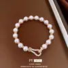 Brillo Perlado~Pulsera de Perlas de Zirconia con Cuentas Estilo Retro Francés de Corte Pulsera de Lujo Ligero Sensación de Alta Gama Joyería para Mujeres