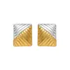 Joyería Geométrica Dazan Moda Europea y Americana Acero de Titanio Electrochapado en Oro Real de 18 Quilates Elegantes Pendientes Cuadrados con Contraste Dorado y Plateado Estilo Ol