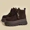 Zapatos de Tobillo de Suela Gruesa de Estilo Retro Británico con Borlas, Cordones, Cómodos, Suela Suave, Versátiles, Mate, Nuevos para Primavera/Otoño 2026