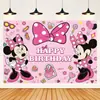 Amazon Minnie Mickey Tecido de Decoração de Fundo Tema Mickey Mouse Festa de Aniversário Banner Decoração Adereços de Fotografia