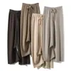 Pantalones Casuales de Cachemira de Pierna Ancha para Mujer 2026 Otoño e Invierno Nuevo Estilo Color Sólido Pantalones de Punto Caídos Versátiles Sueltos para Mujer