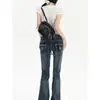Jeans acampanados de tiro bajo estilo americano para mujer, nuevo modelo de primavera y otoño, pantalones de campana ajustados de talla grande hasta el suelo