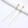 St.Delan Aretes Simples de Acero Inoxidable al por Mayor Aretes Largos para Mujer Cadena Doble con Colgante Aretes de Borla Cadena