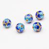Minran Nuevo 10mm esmalte cloisonné azul accesorios pulsera diy pinza esmalte dorado azul cuentas accesorios al por mayor