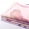 Terno de manga curta infantil Terno de ar condicionado para meninas dos desenhos animados Roupas para casa Shorts de manga curta para bebês de duas peças