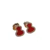 Pendientes de Calabaza Pequeña Qilin Versión Alta para Mujer Lujo Ligero Sensación de Alta Gama Chapado en Oro Rosa 18K Ágata Roja Pendiente de Diamante Completo Joyería ins