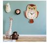 Reloj de Pared Reloj Despertador Dibujos Animados Infantiles Búho de Dormitorio Reloj Oscilante Reloj de Madera Silencioso Reloj Oscilante de Pared Uso Doméstico