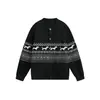 Yidao Roupas Vintage 2026 Outono Novo Estilo Retro Japonês Fair Isle Cardigan Suéter de Tricô Jacquard Cachorro Dachshund para Homens