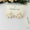 Pendientes de Flor con Goteo de Aceite de Perla Blanca de Alta Venta Transfronteriza, Pendientes de Lujo de Gama Alta, Pendientes Dulces Estilo Francés