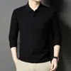 Camiseta de Manga Longa para Homens de Meia-Idade da Fábrica Original 2026 Nova Outono Casual Poio Shirt Algodão Mercerizado Estilo Fino para Homens