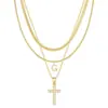Amazon Transfronterizo Nuevo Collar con 26 Letras Iniciales Moda Colgante de Cruz Personalizado Collar Multicapa Joyería para Mujer