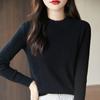 Camisa Base de Malha Daifa Algodão Gola Meia-alta Feminina Outono Inverno Novo Suéter com Cordão Elástico Elegante Top Interno