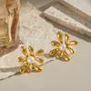 Pendientes de Flor Fresca Perla Elegantes para Niñas, Estilo Retro Literario, Vacaciones, Paseo por el Parque, Impermeables, No se Desvanecen, Hipoalergénicos