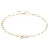 Amazon Transfronterizo Nueva Cadena de Clip de Papel Dorada Collar con Colgante Irregular de Perla de Imitación Joyería de Moda Regalo