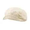 Boina plisada de cuadros con lazo lindo coreano de alta calidad para mujer, estilo otoño, adelgazante de cara, gorra artística de pico de pato hacia adelante