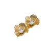 He Ming Acessórios Moda Estilo Coreano Flor de Metal Tridimensional com Pedraria Conjunto de Dois Grampos de Cabelo, Presilha Lateral de Luxo Leve de Alta Qualidade para Mulheres