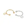 Clip para oreja de cobre chapado en oro de 18K al por mayor, clip para hueso de la oreja de doble cuenta, anillo abierto soldado ajustable, material para aretes DIY, accesorios de joyería