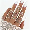 Anillos Ecológicos Europeos y Americanos de Venta Caliente Transfronteriza, Conjuntos de Múltiples Piezas de Alta Gama Incrustados con Diamantes, Anillos Apilables, Joyería y Accesorios de Moda