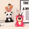 Estudia mucho y mantente con el portalápices de decoración pequeña de oso fresa panda genial para escritorio de estudiante niños Regalo de cumpleaños inspirador