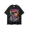 Camiseta Básica de Manga Longa Estilo Hip-hop Americano Estampada Retro Lavada Masculina e Feminina High Street Moda Nacional Solta Camiseta Longa