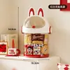 Balde de lanche de monstrinho com tampa, figura de brinquedo criativa transparente fofa de grande capacidade, caixa de armazenamento para mesa
