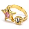 Joyería de comercio exterior transfronterizo personalidad europea y americana estilo retro incrustado circonita rosa anillo estrella de cinco puntas temperamento femenino anillo de acero de titanio