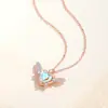 Colar Asas de Coração de Cupido Feminino Pingente de Coração com Diamantes Coloridos Corrente de Clavícula Moda Luxo Leve Joias de Verão para Meninas