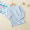 Ropa Base de Algodón para Niñas Estudiantes Ropa de Otoño para Niños de Invierno Ropa Interior Cálida de Shu Rong Top de Cuello Medio para Niños Suéter de Algodón y Lana