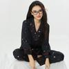 Nuevo Traje de Pijama de Manga Larga para Mujer de Seda de Hielo con Bronceado para Primavera y Verano, Conjunto Delgado de Alta Calidad Estilo Coreano con Bordado de una Palabra, Ropa para el Hogar