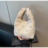 Bolso de Mano para Mujer Estilo Coreano Nuevo Moda Otoño e Invierno Estampado Leopardo Lazo Versátil de Muñeca Bolso para el Trabajo y el Almuerzo