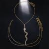 Cadena corporal de serpiente de Amazon Hot, cadena de pecho con diamantes de imitación y personalidad sexy, accesorios transfronterizos, cadena corporal femenina 06