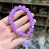 Pulseira de Contas de Jade Seda Dourada de Material Natural de Xinjiang com Esmalte Violeta Pulseira de Cristal de Jade para Mulheres Presente