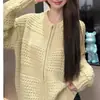 Suéter casual de color liso con cremallera, tejido grueso, cárdigan top de diseñador, chaqueta de nuevo estilo otoño/invierno 2026, hilo de punto