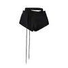 Pantalones Cortos Deportivos Juveniles para Mujer 2025 Primavera/Verano Nuevo Estilo Cintura Irregular Hueca Elástico Expuesto Versátil Casual