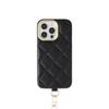 Funda de Lujo Ligero Europeo y Americano de Cuero Genuino con Patrón de Diamantes Antihuellas Adecuada para iPhone16Promax Funda Protectora Anticaídas