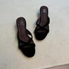 Sandalias de Verano Estilo Simple con Tira Cruzada Tacón Bajo Súper Elegantes Cómodas Versátiles de Nicho Punta Abierta para Mujer