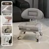 Taburete Pequeño Doméstico Giratorio con Ruedas, Taburete Bajo con Ruedas, Taburete Amigable para Niños con Ruedas, Taburete Redondo Perezoso con Respaldo