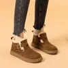 Botas de Neve Birkenstock Modernas e Versáteis para Mulheres 2025 Outono e Inverno Novo Estilo de Cano Curto com Solado Alto Confortáveis Quentes Antiderrapantes