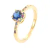 Anillo dulce de colores con circonita estilo Xiaohongshu, moderno, simple, versátil para mujer, venta al por mayor de joyería, artículo popular transfronterizo