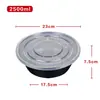 Caja de Almuerzo Desechable Caja de Embalaje de Plástico Negro Engrosado Caja de Almuerzo para Llevar Comida Rápida Tazón Redondo para Sopa con Tapa Venta al por Mayor