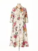 Vestido con Cinturón 2026 Estilo Nuevo Tallas Grandes para Mujer Casual Transfronterizo Comercio Exterior Holgado Estampado Vestido de Manga Tres Cuartos