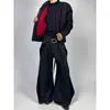Chaqueta Corta de Patchwork Multicolor Transfronteriza para Hombre, Chaqueta de Béisbol Estilo Americano para Otoño y Primavera, Ropa Exterior de Gama Alta Roja y Negra