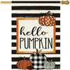 Bandera de Jardín de Otoño de Acción de Gracias de Amazon Calabaza Lino Decoración de Doble Cara Banner de Bandera para Patio Exterior Jardín