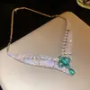 Collar Cuadrado de Zirconia Bañado en Oro Real de 18K, Cadena Clavicular Estilo Palacio Retro, Collar de Lujo Ligero y de Gama Alta para Mujer